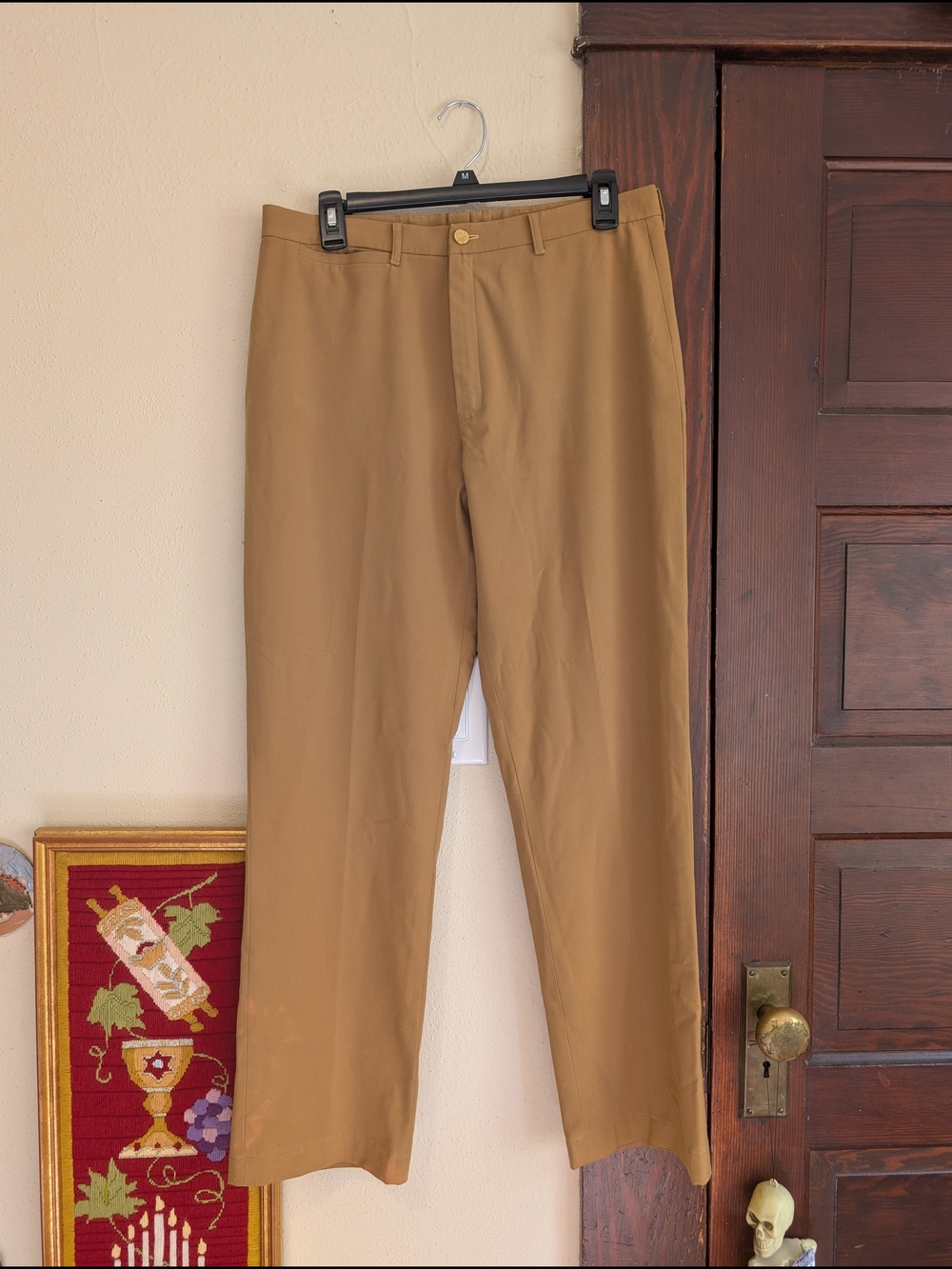 Olympic Rings Button‎ Yellow Pants Embroidered Pocket Straight Leg Size 32